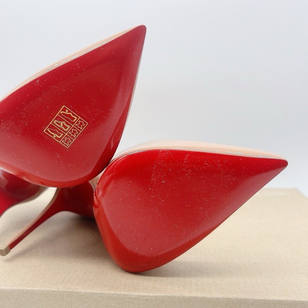 Christian Louboutin Pigalle 100 Women's Heels Pumps Nude Patent Leather EU 38.5 - Picture 12 of 13